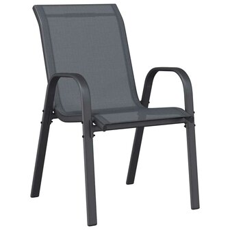 Tuinstoelen stapelbaar 2 st textileen stof grijs 5