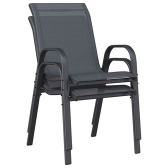 Tuinstoelen stapelbaar 2 st textileen stof grijs 8