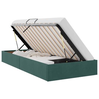 Opslag bed met hoofdeinde Donkergroen 90 x 190 cm Fluweel 2