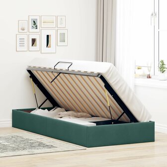 Opslag bed met hoofdeinde Donkergroen 90 x 190 cm Fluweel 4