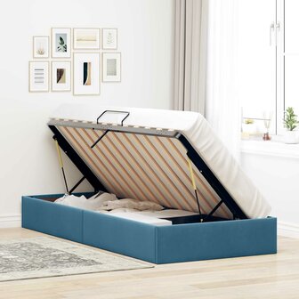 Opslag bed met hoofdeinde Donkerblauw 90 x 190 cm Fluweel 4