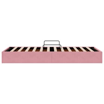 Opslag bed met hoofdeinde met opslag Roze 90 x 190 cm Fluweel 8