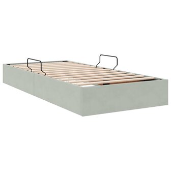 Opslag bed met hoofdeinde Lichtgrijs 90 x 200 cm Fluweel 9