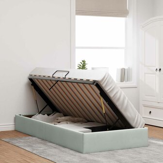 Opslag bed met hoofdeinde Lichtgrijs 100 x 200 cm Fluweel 4