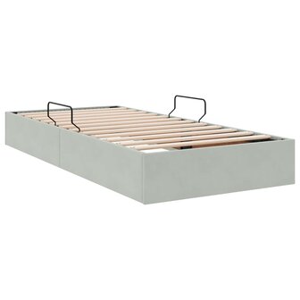 Opslag bed met hoofdeinde Lichtgrijs 100 x 200 cm Fluweel 5