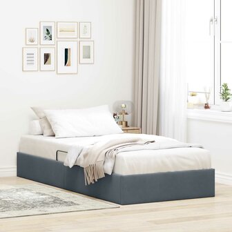 Opslag bed met hoofdeinde Donkergrijs 100 x 200 cm Fluweel 1