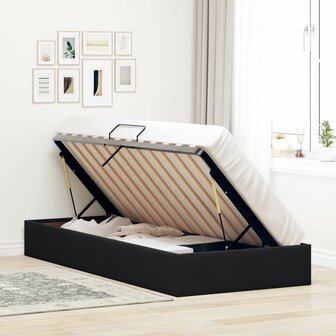 Opslag bed met hoofdeinde met opslag Zwart 100 x 200 cm Fluweel 4