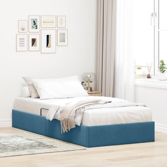 Opslag bed met hoofdeinde Donkerblauw 100 x 200 cm Fluweel 1