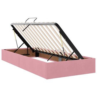 Opslag bed met hoofdeinde met opslag Roze 100 x 200 cm Fluweel 6