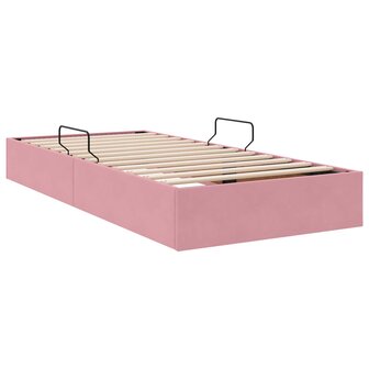 Opslag bed met hoofdeinde met opslag Roze 100 x 200 cm Fluweel 9