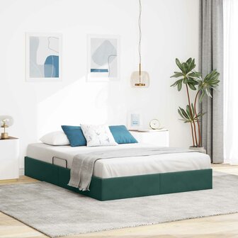 Opslag bed met hoofdeinde Donkergroen 140 x 200 cm Fluweel 1