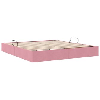 Opslag bed met hoofdeinde met opslag Roze 160 x 200 cm Fluweel 5