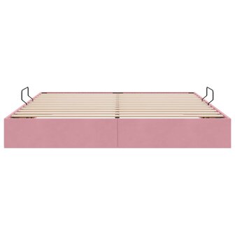 Opslag bed met hoofdeinde met opslag Roze 160 x 200 cm Fluweel 7