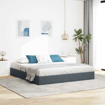 Opslag bed met hoofdeinde Donkergrijs 180 x 200 cm Fluweel 1