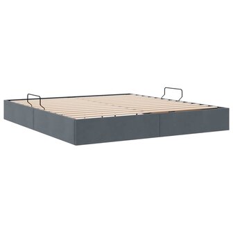 Opslag bed met hoofdeinde Donkergrijs 180 x 200 cm Fluweel 5
