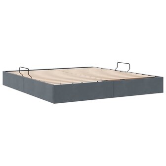 Opslag bed met hoofdeinde Donkergrijs 180 x 200 cm Fluweel 9