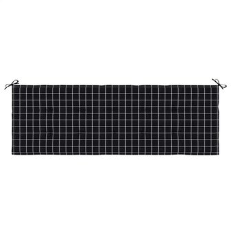 Tuinbankkussen ruitpatroon 150x50x4 cm oxford stof zwart 4
