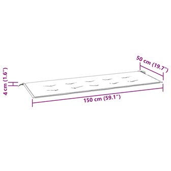 Tuinbankkussen ruitpatroon 150x50x4 cm oxford stof zwart 7