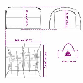Tent met dak Grijs en oranje 268 x 240 x 191 cm Polyester 6