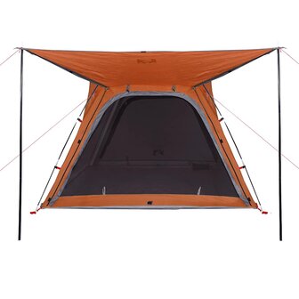 Tent 4-persoons waterdicht snelontgrendeling grijs en oranje 8