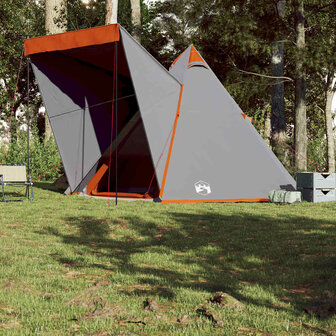 Tipi Tent 6-persoons waterdicht grijs en oranje 4