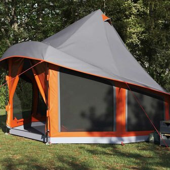 Tipi Tent met dak Grijs en Oranje 404 x 370 x 270 cm taft 3