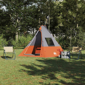 Tipi Tent met dak Grijs en Oranje 383 x 338 x 217 cm taft 1