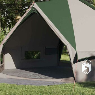 Tipi Tent 8-Persoon met dak Groen en Wit 490 x 410 x 210 cm 3