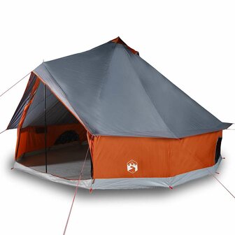 Tipi Tent voor gezin 10-persoons waterdicht grijs en oranje 4