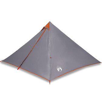 Tipi Tent voor gezin 7-persoons waterdicht grijs en oranje 2