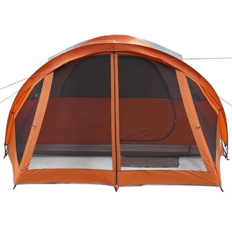 Tunneltent 6-persoons waterdicht grijs en oranje 6
