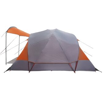 Tunneltent 8-persoons waterdicht grijs en oranje 7