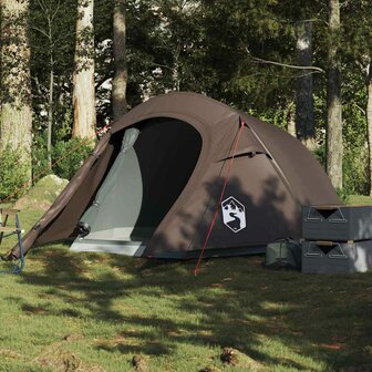 Tunneltent 2-persoons waterdicht bruin 1
