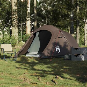 Tunneltent 2-persoons waterdicht bruin 3