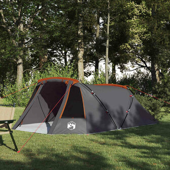 Tunnel Tent 3-Person met dak Grijs en Oranje 328 x 228 x 115 cm 1