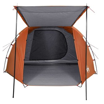 Tunneltent 4-persoons waterdicht grijs en oranje 7