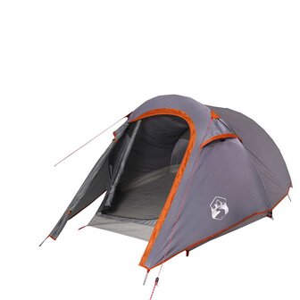 Tunneltent 3-persoons waterdicht grijs en oranje 2