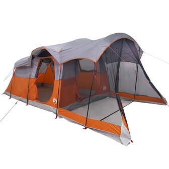 Tunneltent 8-persoons waterdicht grijs en oranje 4