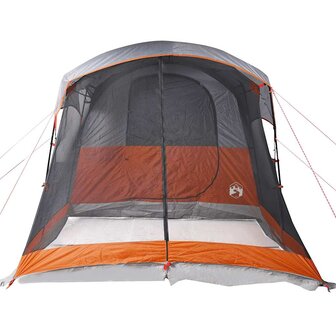 Tunneltent 8-persoons waterdicht grijs en oranje 8