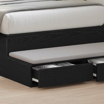 Bedlades met lade Zwart Eiken 100 x 36,5 x 16,5 cm Bewerkt hout 4