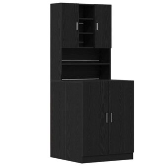 Wasmachinekast 2 pcs Zwart Eiken 70,5 x 71,5 x 181,5 cm 2