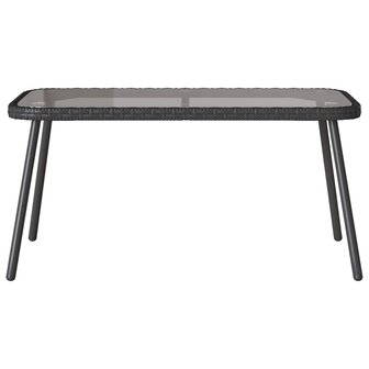 Tuin eettafelset met kussen 2 pcs Zwart poly rattan 8