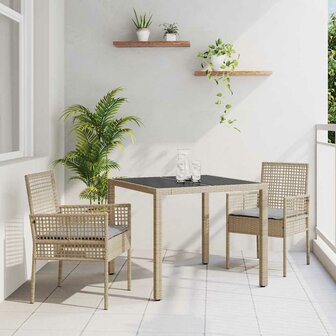 Tuin eettafelset 3 pcs Beige poly rattan 1
