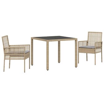 Tuin eettafelset 3 pcs Beige poly rattan 2