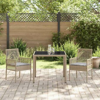Tuin eettafelset 3 pcs Beige poly rattan 4