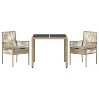 Tuin eettafelset 3 pcs Beige poly rattan 7