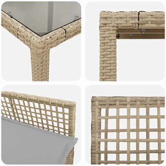 Tuin eettafelset 3 pcs Beige poly rattan 9