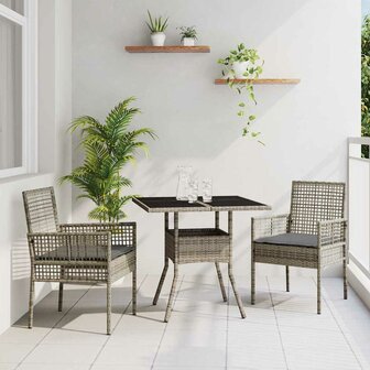 Tuin eettafelset 3 pcs Grijs poly rattan 1