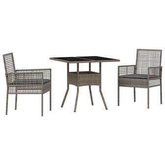 Tuin eettafelset 3 pcs Grijs poly rattan 2