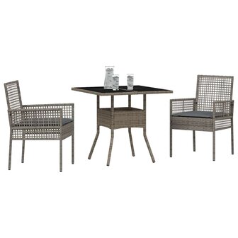 Tuin eettafelset 3 pcs Grijs poly rattan 3